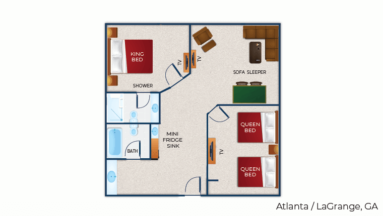 The floor plan for the Grizzly Bear Suite